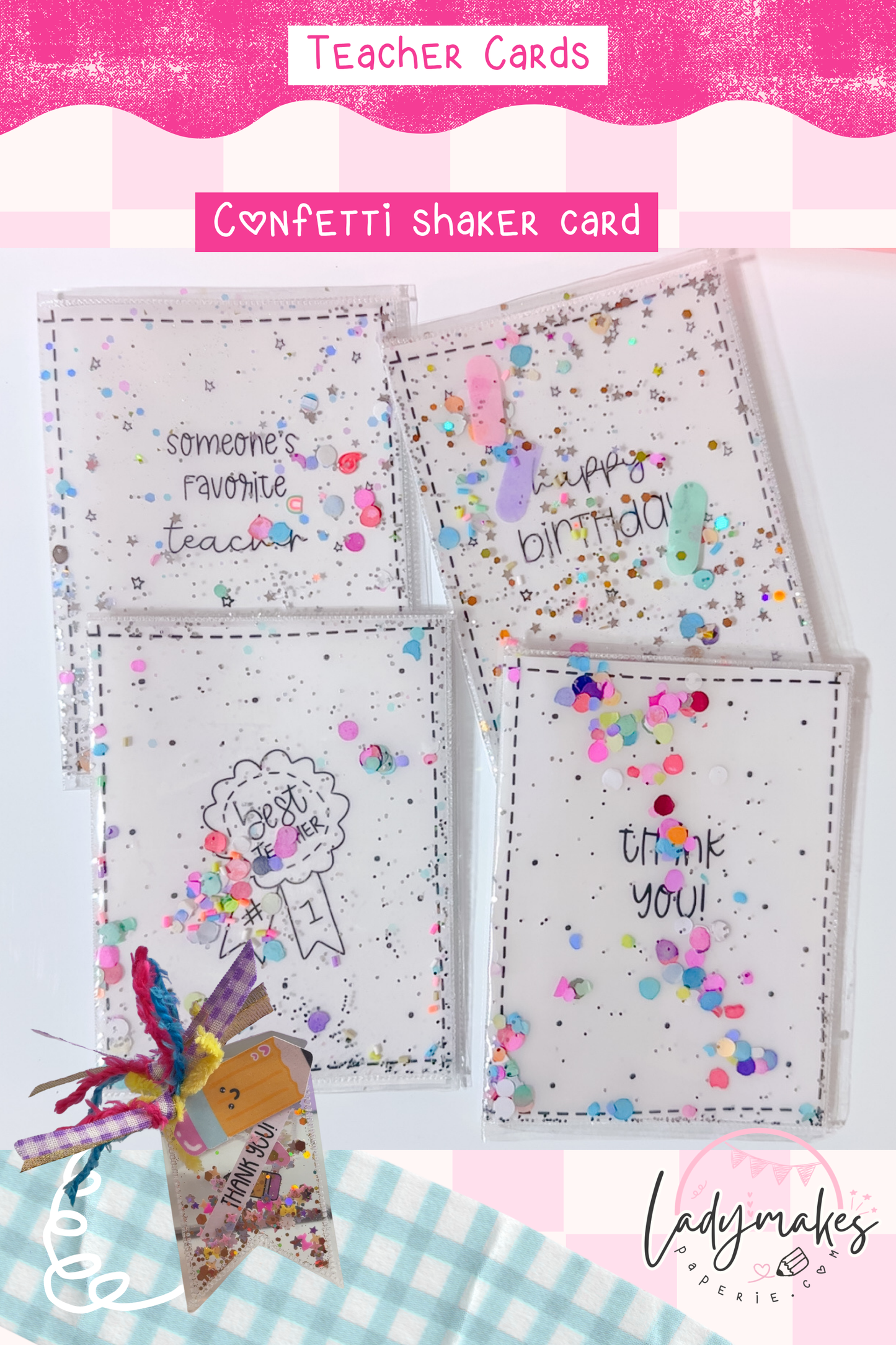 Someone’s Favorite Teacher Shaker Card | Interactive Teacher Appreciation Card | Cute Thank You Teacher Card | End of Year Gift | Handmade Card