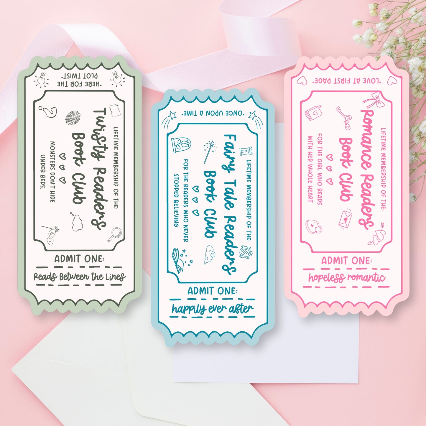 Book Club Bookmark Lifetime Readers Club Ticket Collection | Bookish Accessories