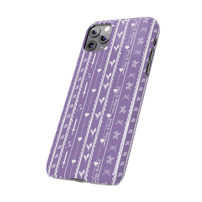 Romantasy Phone Case | Purple Coquette Stripe Pattern Case | Bookish Aesthetic iPhone Case