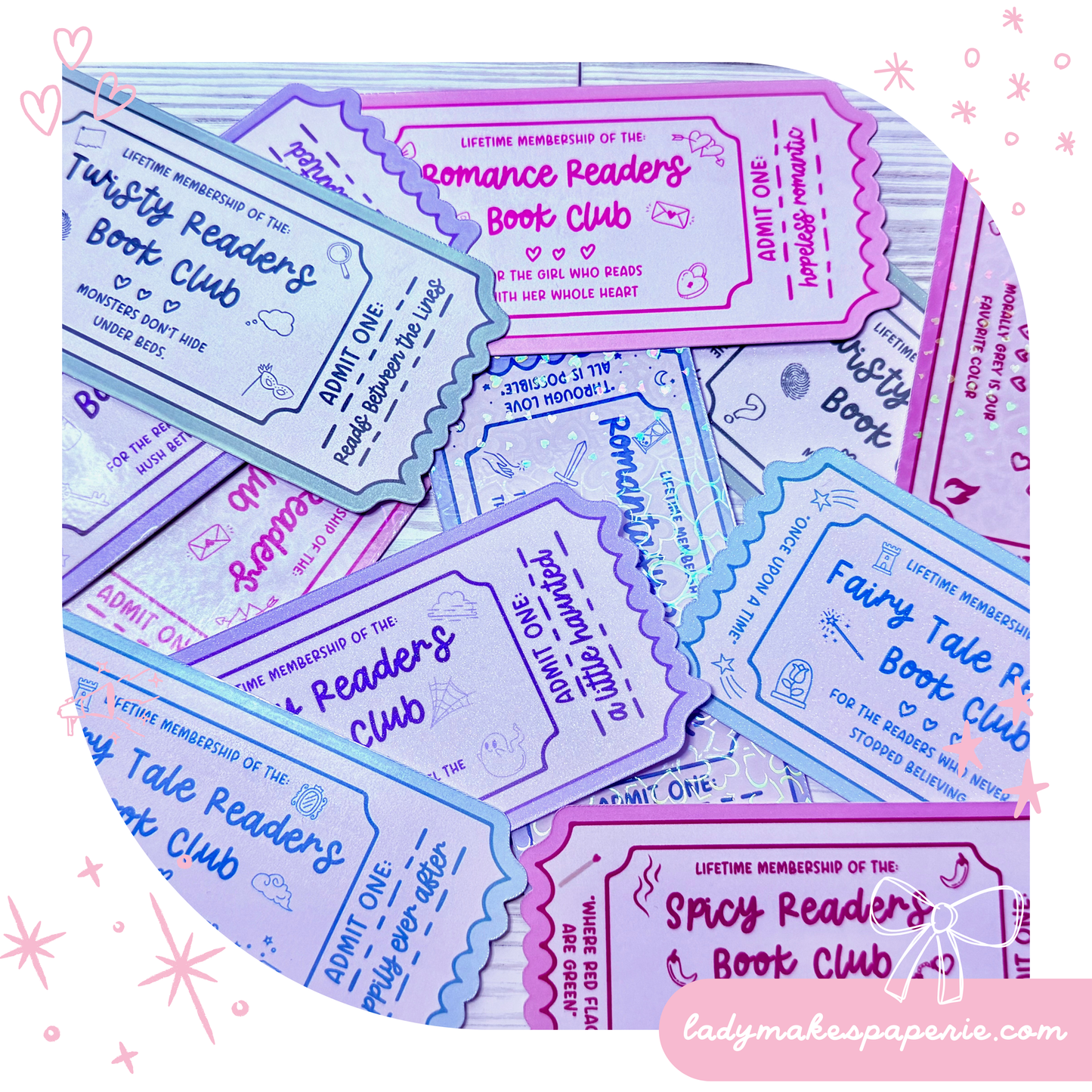 Book Club Bookmark Lifetime Readers Club Ticket Collection | Bookish Accessories