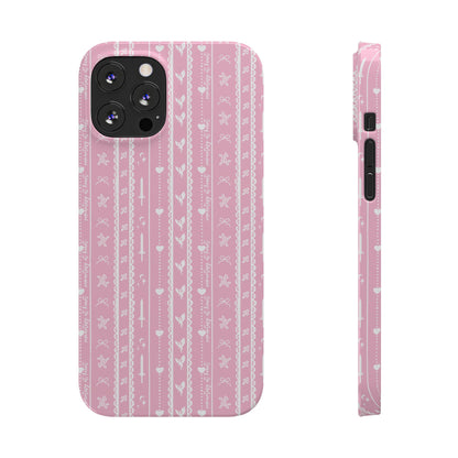 Romantasy Phone Case | Pink Coquette Stripe Pattern Case | Bookish Aesthetic iPhone Case