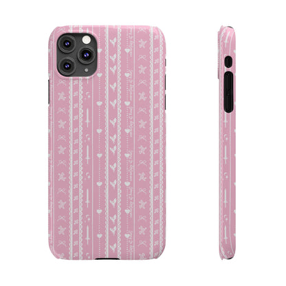 Romantasy Phone Case | Pink Coquette Stripe Pattern Case | Bookish Aesthetic iPhone Case