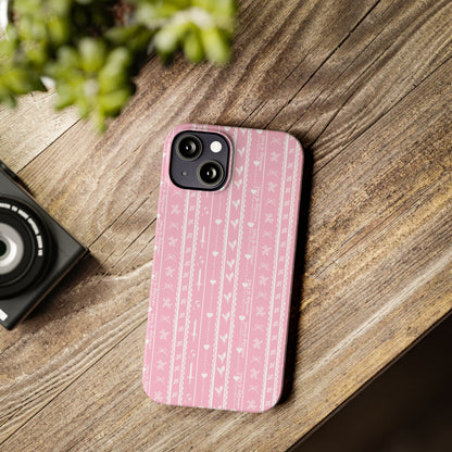 Romantasy Phone Case | Pink Coquette Stripe Pattern Case | Bookish Aesthetic iPhone Case
