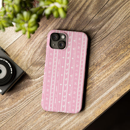 Romantasy Phone Case | Pink Coquette Stripe Pattern Case | Bookish Aesthetic iPhone Case