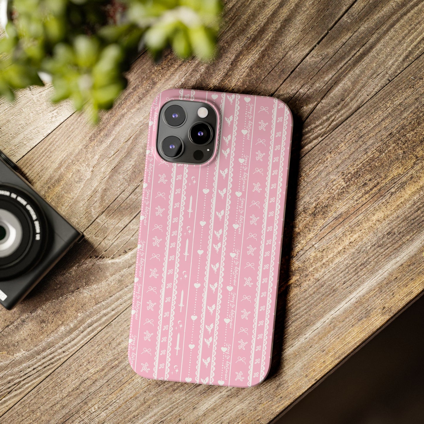 Romantasy Phone Case | Pink Coquette Stripe Pattern Case | Bookish Aesthetic iPhone Case