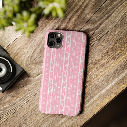 Romantasy Phone Case | Pink Coquette Stripe Pattern Case | Bookish Aesthetic iPhone Case
