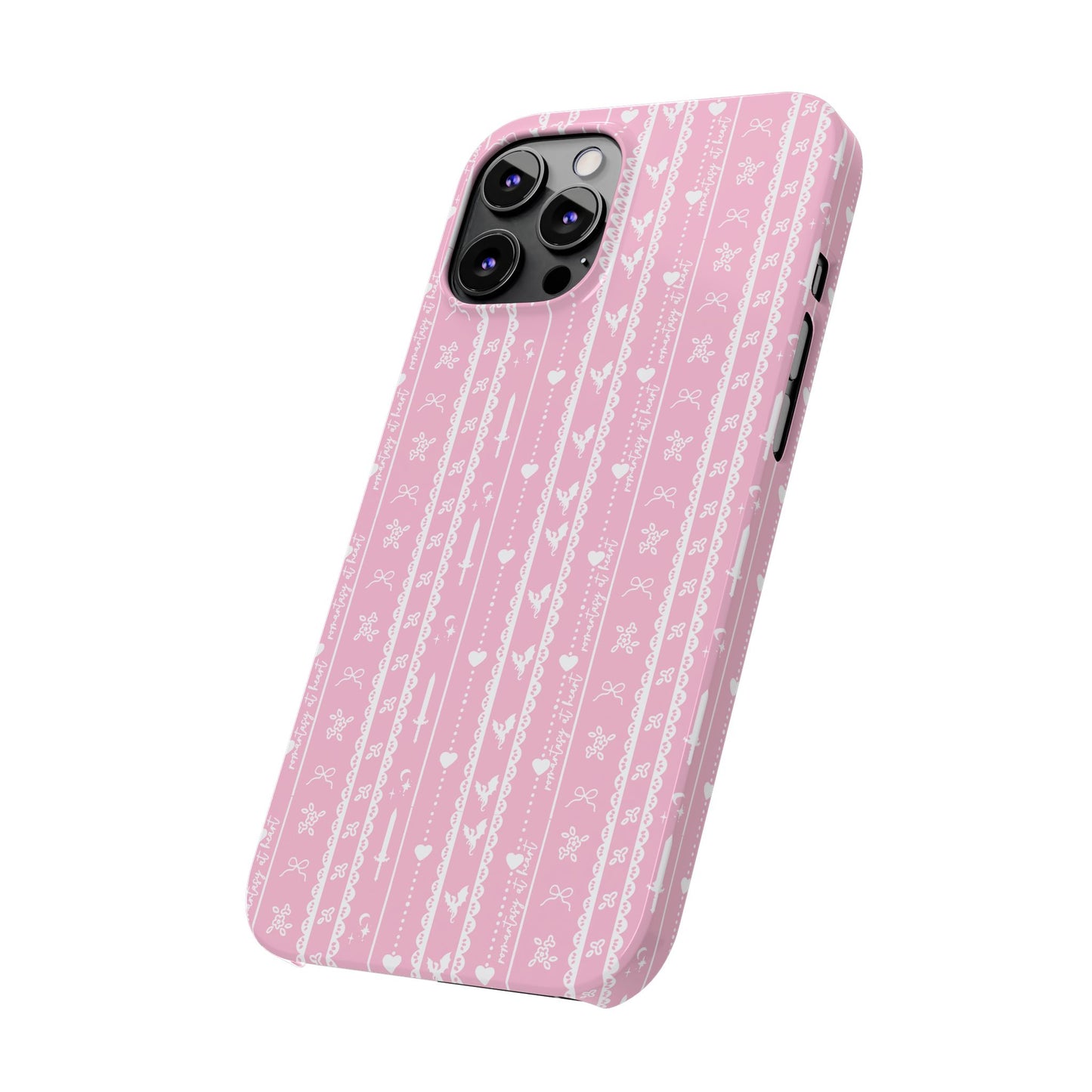 Romantasy Phone Case | Pink Coquette Stripe Pattern Case | Bookish Aesthetic iPhone Case