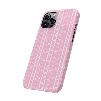 Romantasy Phone Case | Pink Coquette Stripe Pattern Case | Bookish Aesthetic iPhone Case