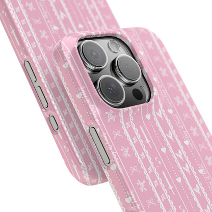 Romantasy Phone Case | Pink Coquette Stripe Pattern Case | Bookish Aesthetic iPhone Case