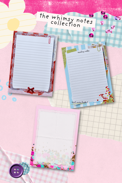 Whimsy Notes Notepad Collection – Scrapbook Style Aesthetic Stationery