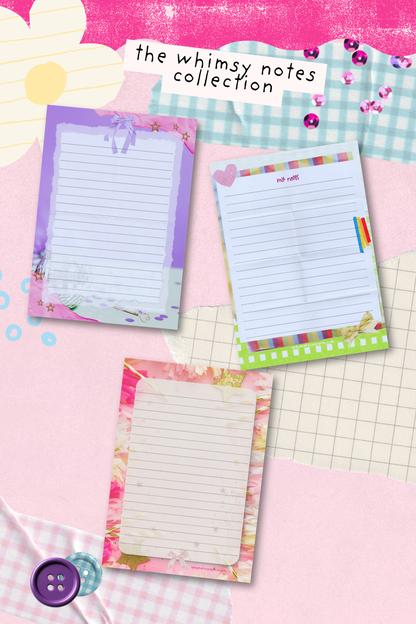 Whimsy Notes Notepad Collection – Scrapbook Style Aesthetic Stationery