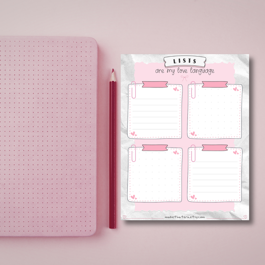 Lists Are My Love Language Notepad