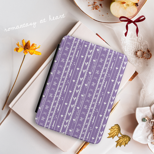 Purple Coquette Kindle Case | Romantasy Bow Pattern Cover | Girly Fantasy Reader Kindle Case | Book Lover Gift