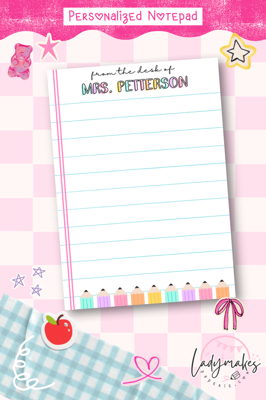 Personalized Teacher Notepad | From the Desk Of Custom Notepad | Teacher Stationery Pad | Classroom Notes | Custom Teacher Name Gift