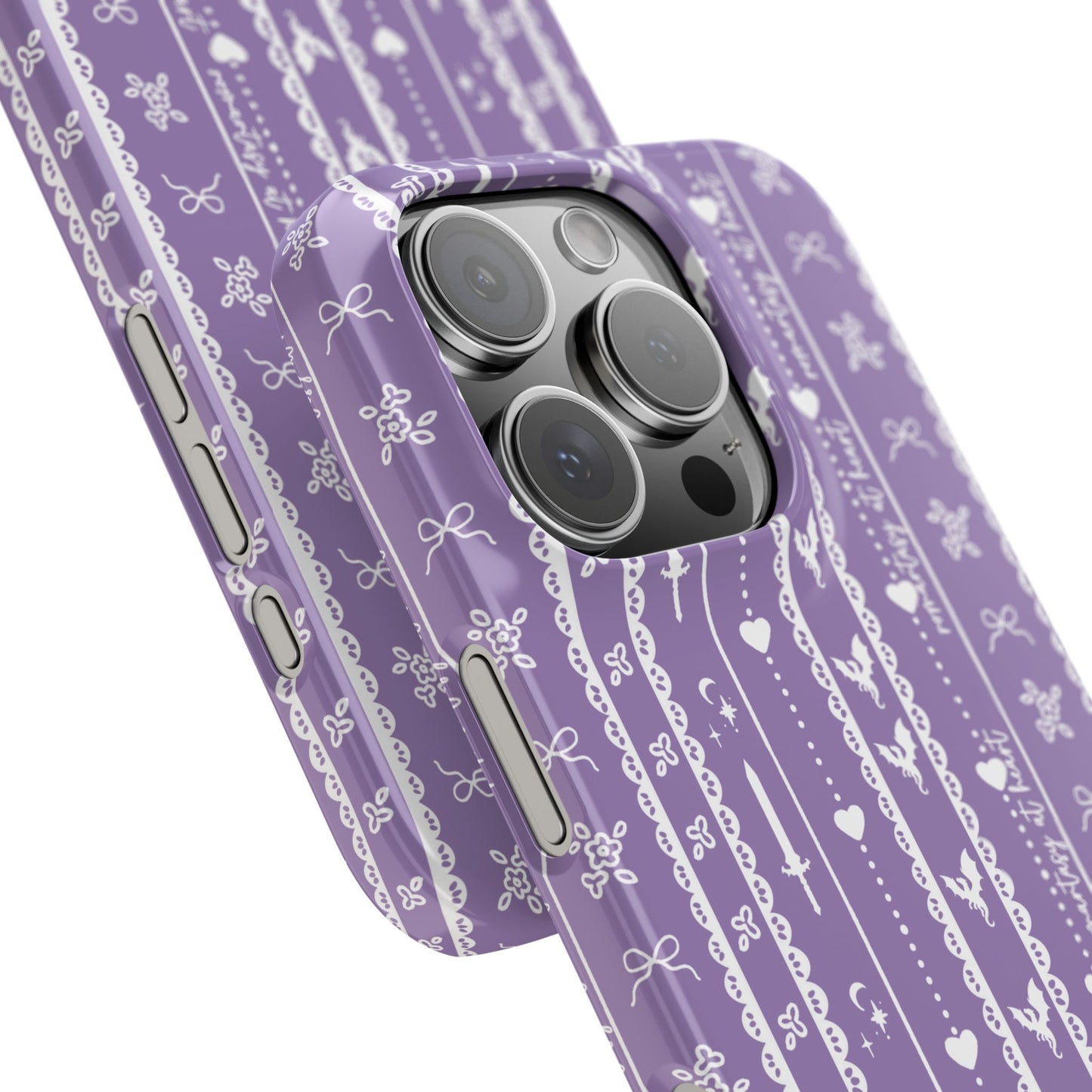 Romantasy Phone Case | Purple Coquette Stripe Pattern Case | Bookish Aesthetic iPhone Case
