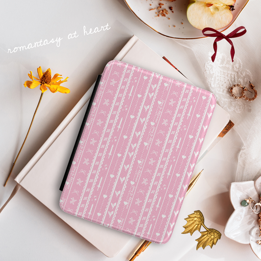 Pink Coquette Kindle Case | Romantasy Bow Pattern Cover | Girly Fantasy Reader Kindle Case | Book Lover Gift