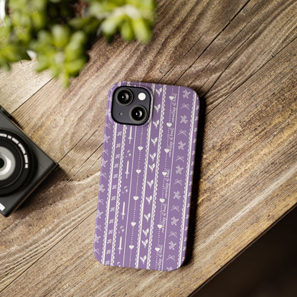 Romantasy Phone Case | Purple Coquette Stripe Pattern Case | Bookish Aesthetic iPhone Case