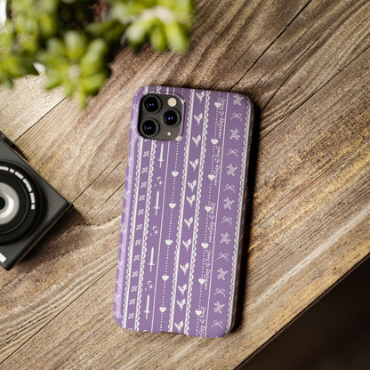 Romantasy Phone Case | Purple Coquette Stripe Pattern Case | Bookish Aesthetic iPhone Case