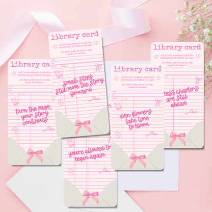 Self-Love Readers Club Library Card Bookmark | Cozy Bookish Bookmark | Vintage Library Aesthetic | Choose Your Reading Club