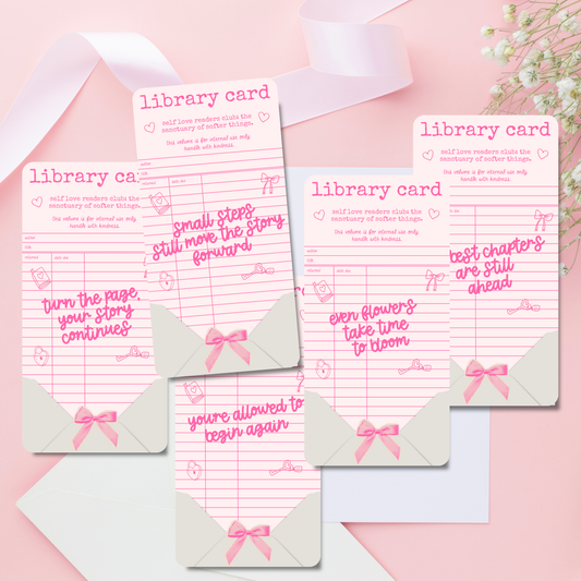 Self-Love Readers Club Library Card Bookmark | Cozy Bookish Bookmark | Vintage Library Aesthetic | Choose Your Reading Club