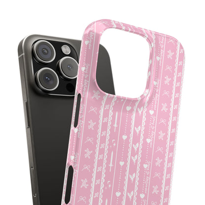 Romantasy Phone Case | Pink Coquette Stripe Pattern Case | Bookish Aesthetic iPhone Case