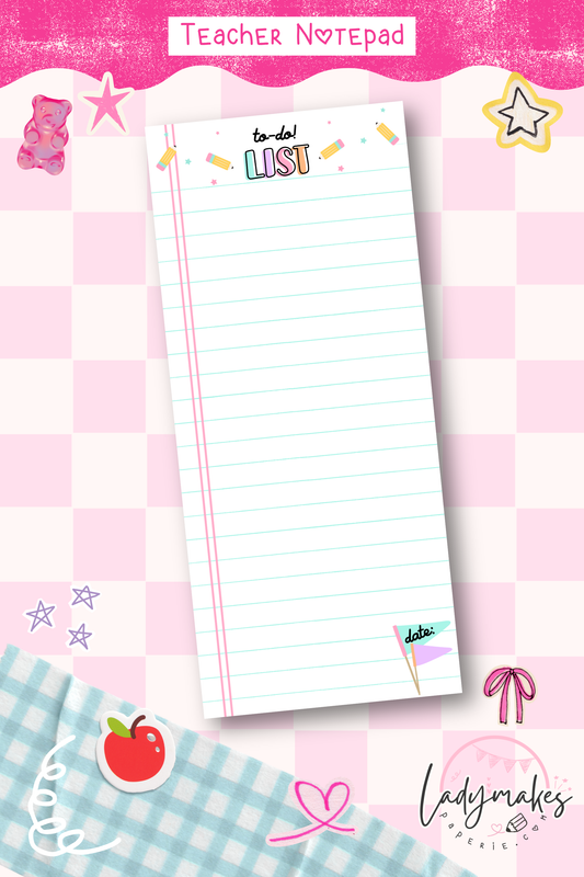 To Do List Notepad | Skinny List Notepad 3x8 | Teacher To Do Pad | Daily Task List | Cute Planner Notepad | Lined Notes Pad