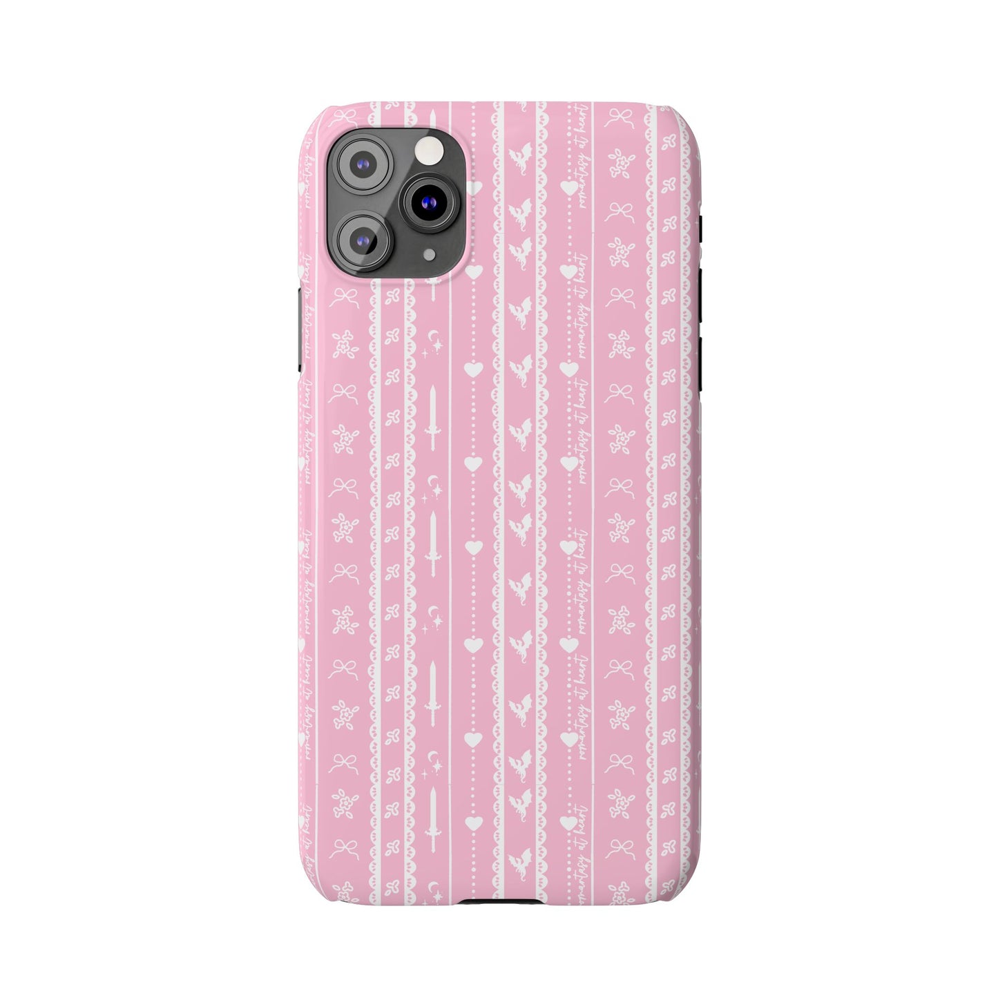 Romantasy Phone Case | Pink Coquette Stripe Pattern Case | Bookish Aesthetic iPhone Case