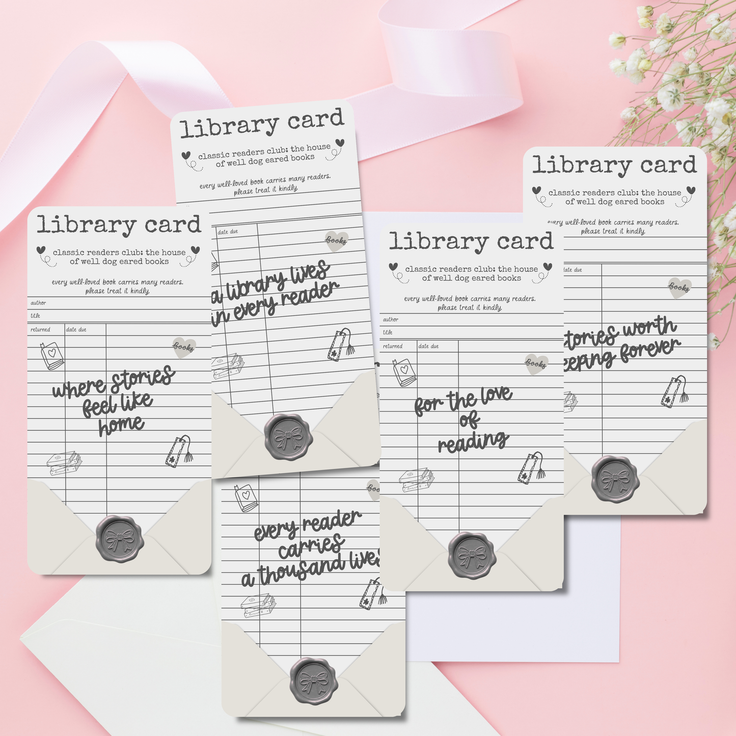 Self-Love Readers Club Library Card Bookmark | Cozy Bookish Bookmark | Vintage Library Aesthetic | Choose Your Reading Club