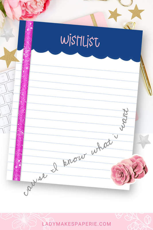 Wishlist Notepad | Cute Pink Aesthetic | Girly Stationery Pad | Gift List | Desk Accessories