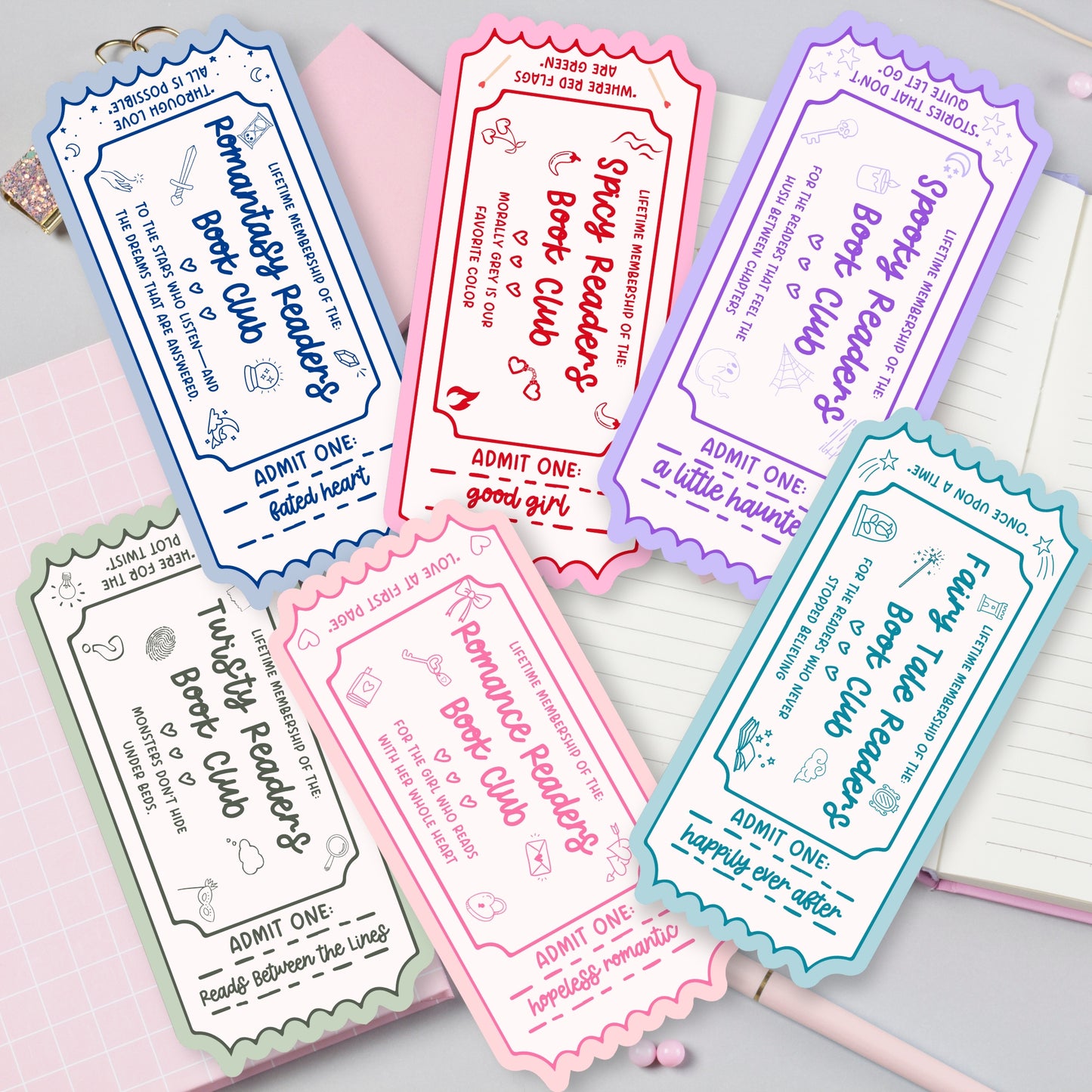 Book Club Bookmark Lifetime Readers Club Ticket Collection | Bookish Accessories