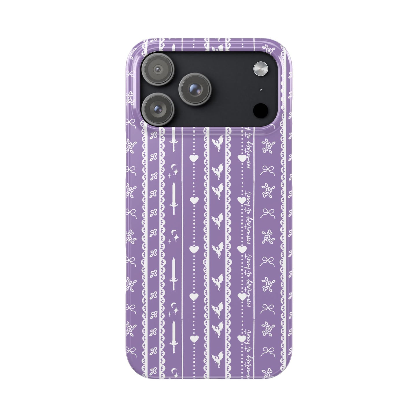 Romantasy Phone Case | Purple Coquette Stripe Pattern Case | Bookish Aesthetic iPhone Case
