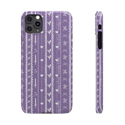 Romantasy Phone Case | Purple Coquette Stripe Pattern Case | Bookish Aesthetic iPhone Case
