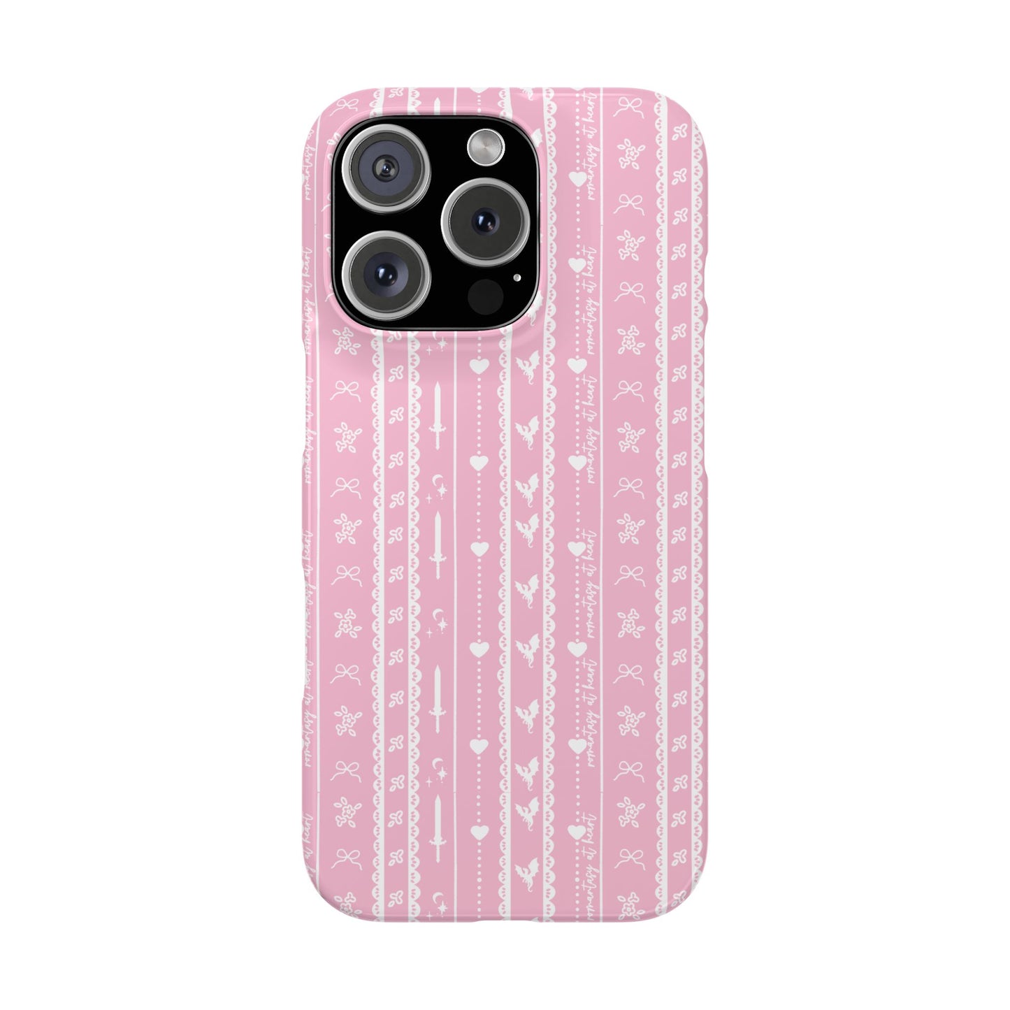 Romantasy Phone Case | Pink Coquette Stripe Pattern Case | Bookish Aesthetic iPhone Case