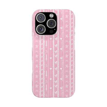 Romantasy Phone Case | Pink Coquette Stripe Pattern Case | Bookish Aesthetic iPhone Case