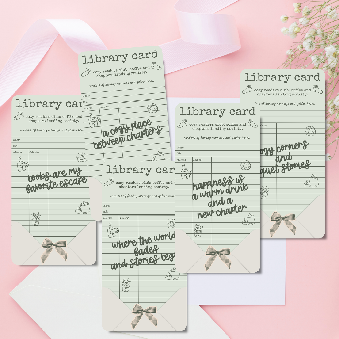 Self-Love Readers Club Library Card Bookmark | Cozy Bookish Bookmark | Vintage Library Aesthetic | Choose Your Reading Club
