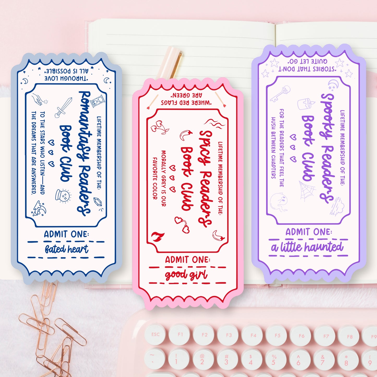 Book Club Bookmark Lifetime Readers Club Ticket Collection | Bookish Accessories