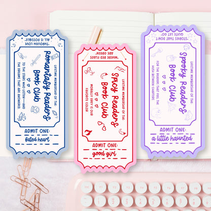Book Club Bookmark Lifetime Readers Club Ticket Collection | Bookish Accessories