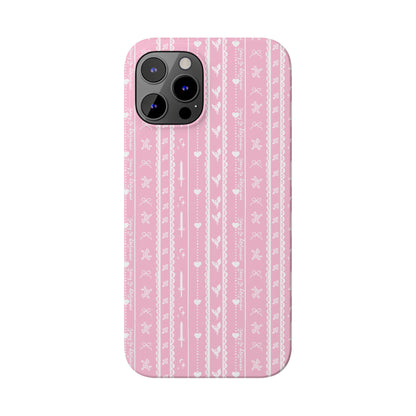 Romantasy Phone Case | Pink Coquette Stripe Pattern Case | Bookish Aesthetic iPhone Case