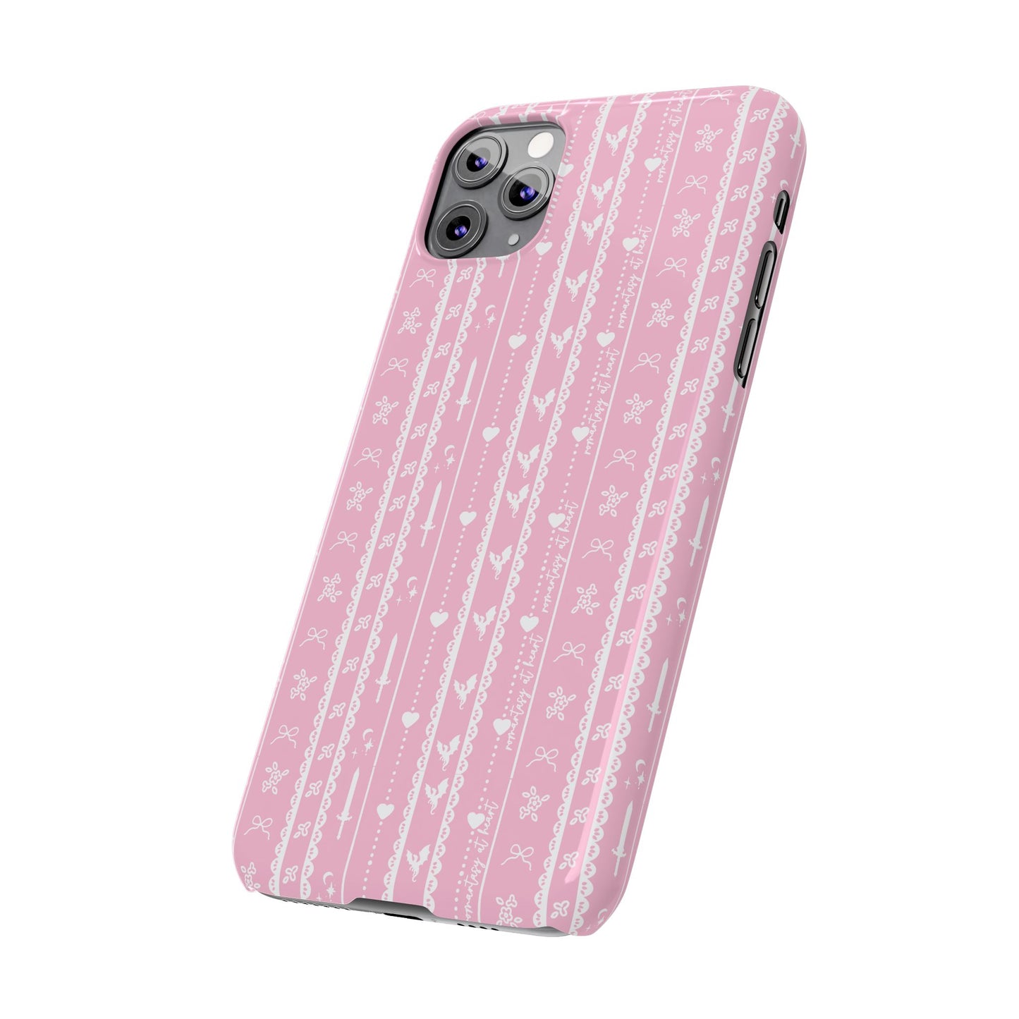 Romantasy Phone Case | Pink Coquette Stripe Pattern Case | Bookish Aesthetic iPhone Case