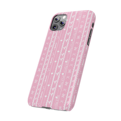 Romantasy Phone Case | Pink Coquette Stripe Pattern Case | Bookish Aesthetic iPhone Case