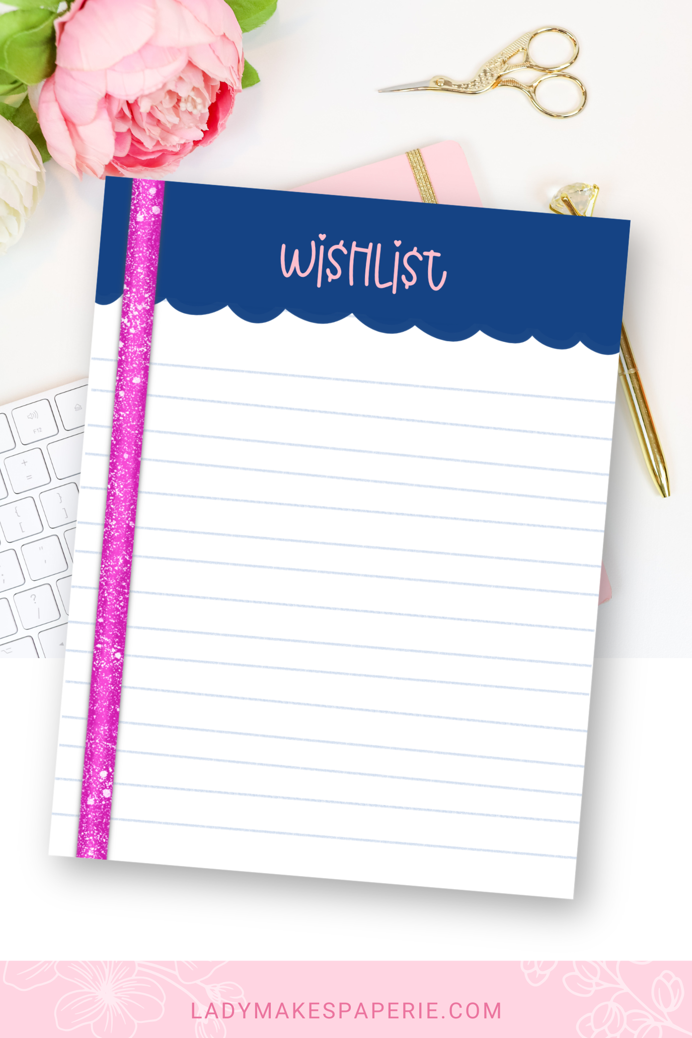 Wishlist Notepad | Cute Pink Aesthetic | Girly Stationery Pad | Gift List | Desk Accessories
