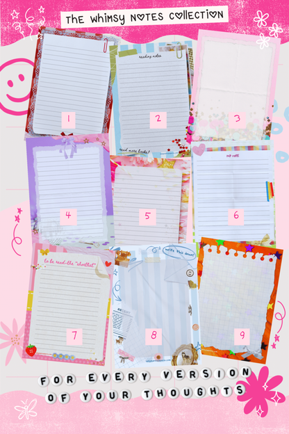 Whimsy Notes Notepad Collection – Scrapbook Style Aesthetic Stationery