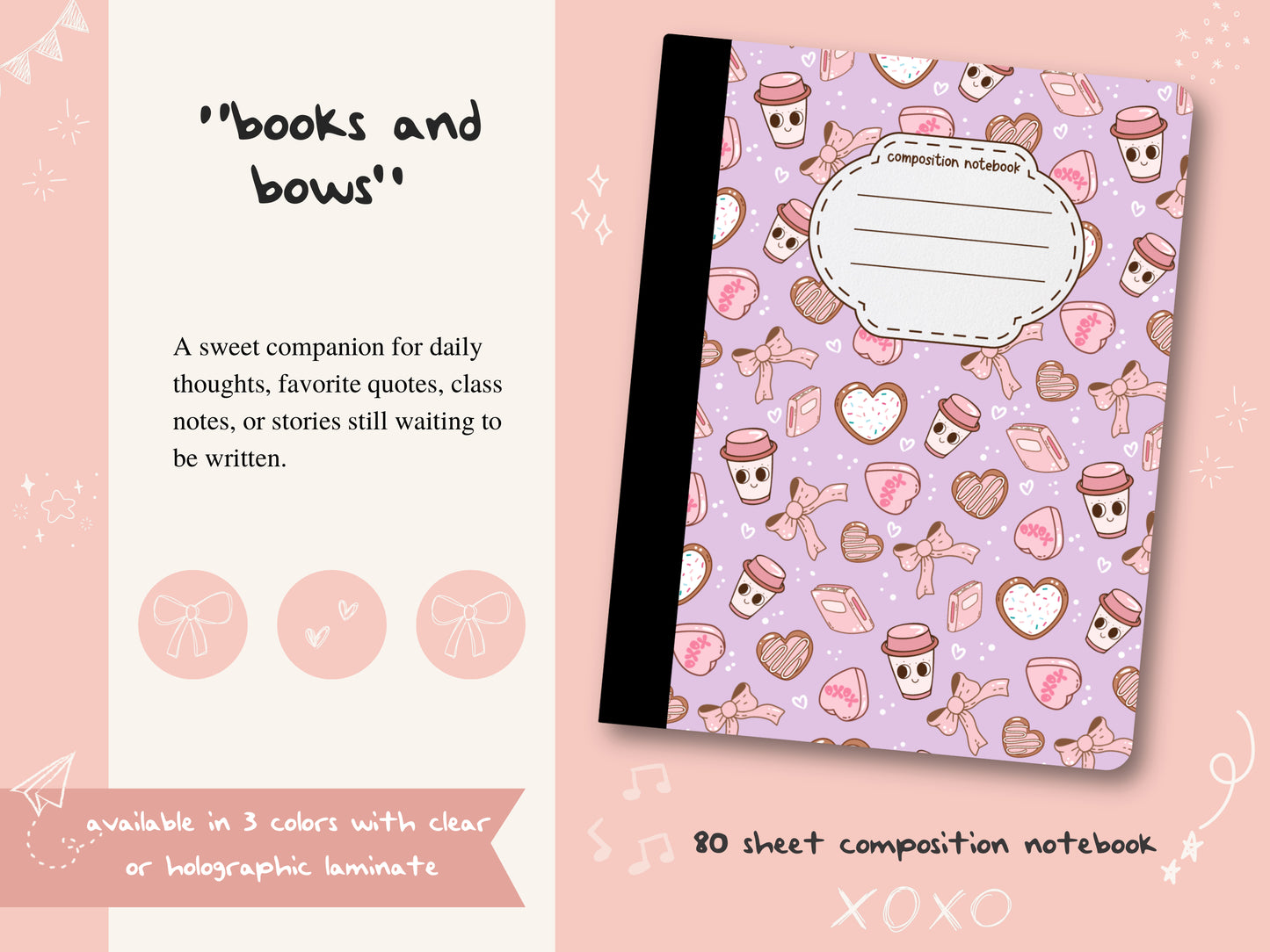 Books & Bows Composition Notebook