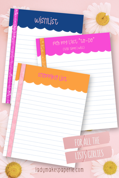 Shopping List Notepad | Cute Pink Aesthetic | Grocery List Pad | Girly Stationery