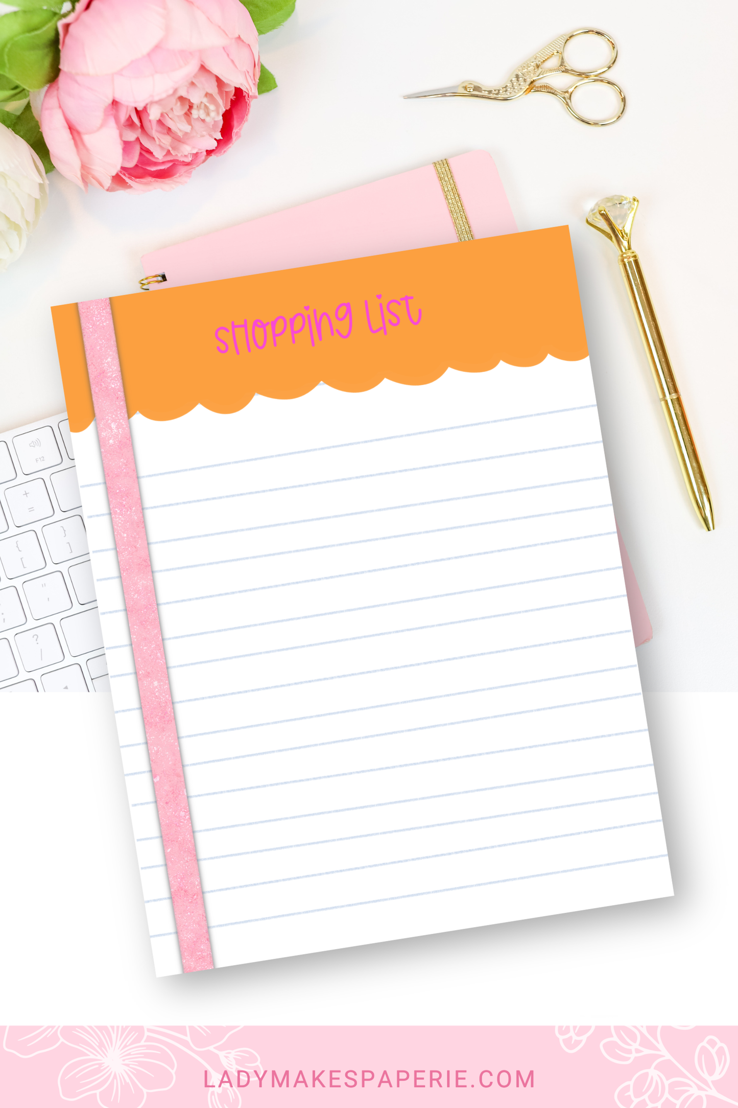 Shopping List Notepad | Cute Pink Aesthetic | Grocery List Pad | Girly Stationery