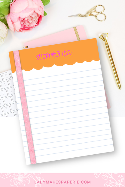 Shopping List Notepad | Cute Pink Aesthetic | Grocery List Pad | Girly Stationery