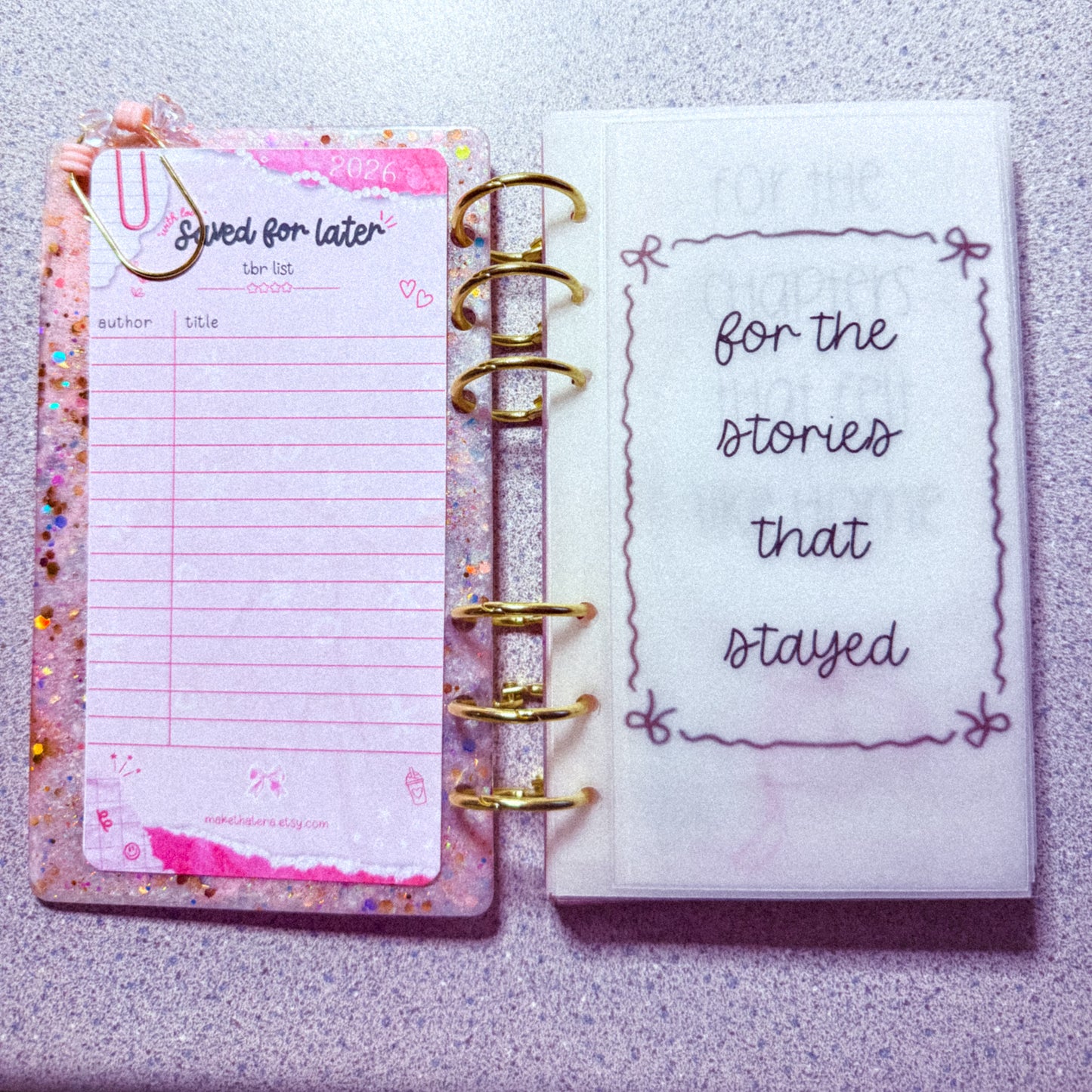 Bookmark Storage Album | A6 Bookmark Organizer Binder | Resin Cover Bookmark Keeper