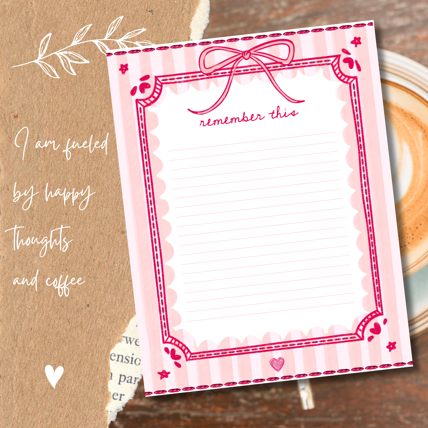 Cute Notes Notepad | Pink Bow Memo Pad | “Remember This” Notepad | Coquette Stationery | Pretty Desk Notes | 5x7 Notepad
