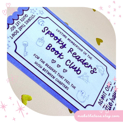 Book Club Bookmark Lifetime Readers Club Ticket Collection | Bookish Accessories