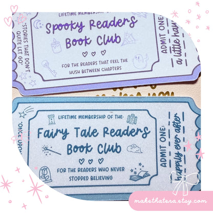 Book Club Bookmark Lifetime Readers Club Ticket Collection | Bookish Accessories